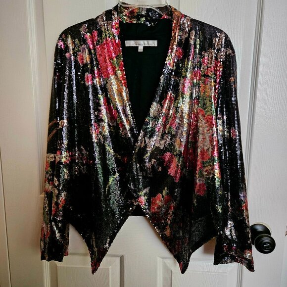 🌸 Lovers + Friends “At First Sight” Floral Sequin Jacket | NWT - Picture 3 of 7